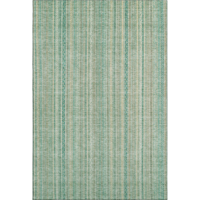 10' X 14' Striped Washable Area Rug With UV Protection (696242) - Aqua / Beige / Teal