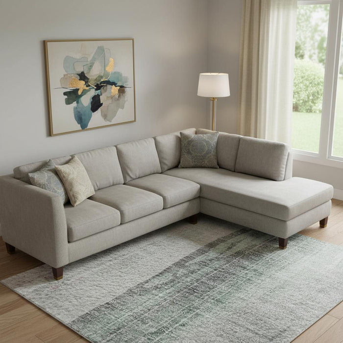 10' X 14' Abstract Washable Area Rug With UV Protection (705575) - Sage / Blush