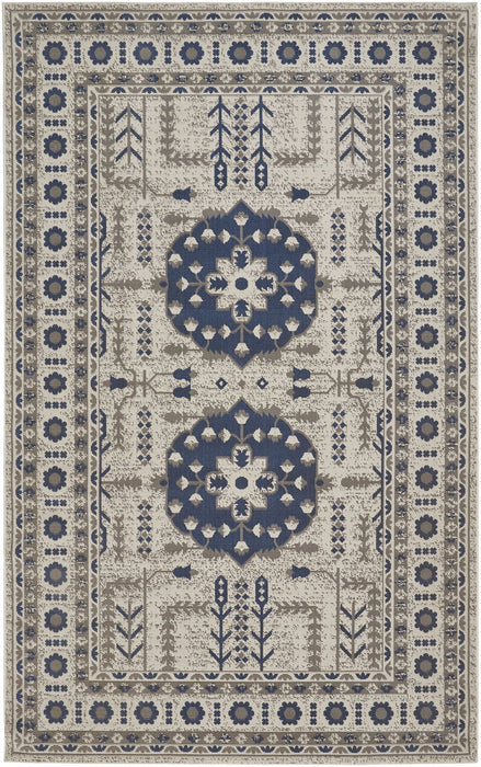 10' x 13' Oriental Power Loom Area Rug - Blue And Gray