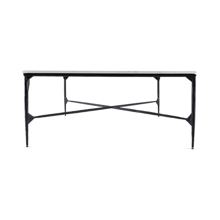 42" Genuine Marble And Iron Square Coffee Table - White