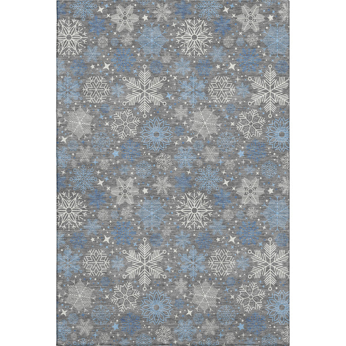 10' X 14' Abstract Geometric Washable Area Rug With UV Protection (702274) - Gray / Blue / Ivory