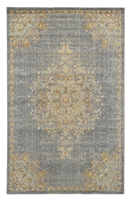 5' x 8' Machine Woven Traditional Medallion Indoor Area Rug - Slate Gray