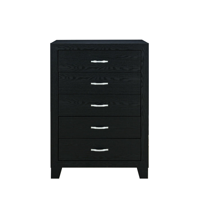 49" Wood Five Drawer Dresser - Black