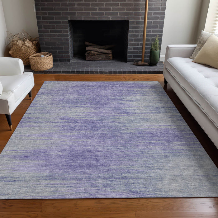 9' X 12' Abstract Washable Area Rug With UV Protection - Plum / Ivory