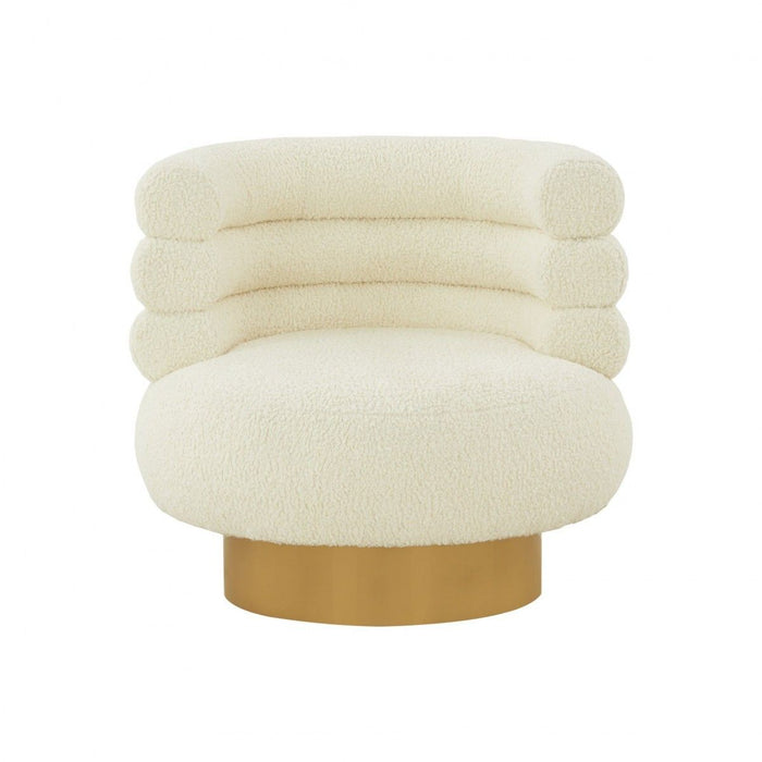 Modern Fabric Accent Chair - Cream And Gold