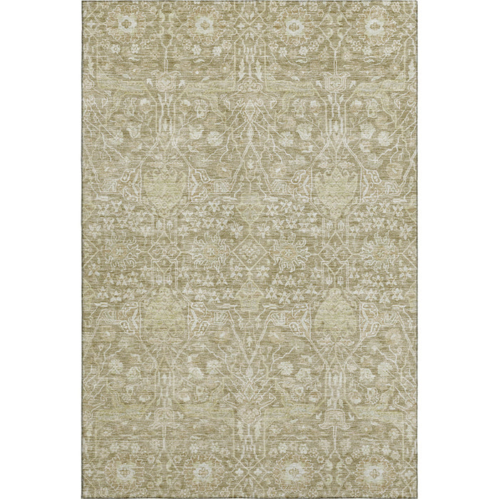 10' X 14' Floral Washable Area Rug With UV Protection (686036) - Taupe / Beige
