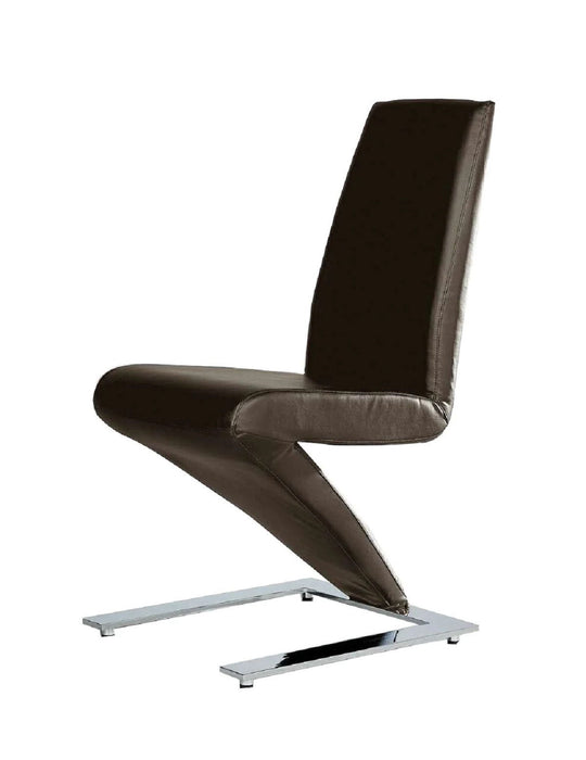 Upholstered Faux Leather Dining Side Chairs (Set of 2) - Brown / Silver