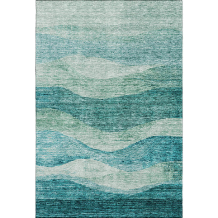 10' X 14' Abstract Washable Area Rug With UV Protection (686354) - Teal / Aqua