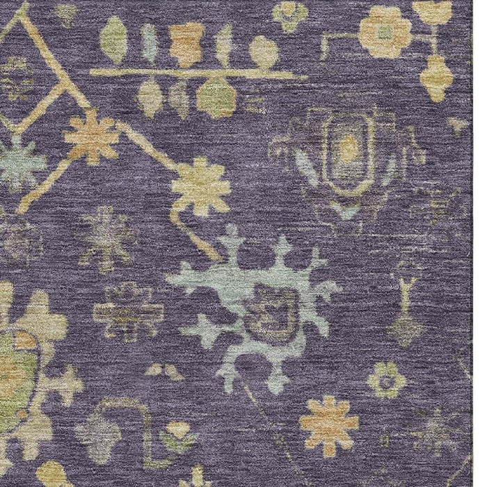 10' X 14' Floral Washable Area Rug With UV Protection (708445) - Purple / Gold / Blue
