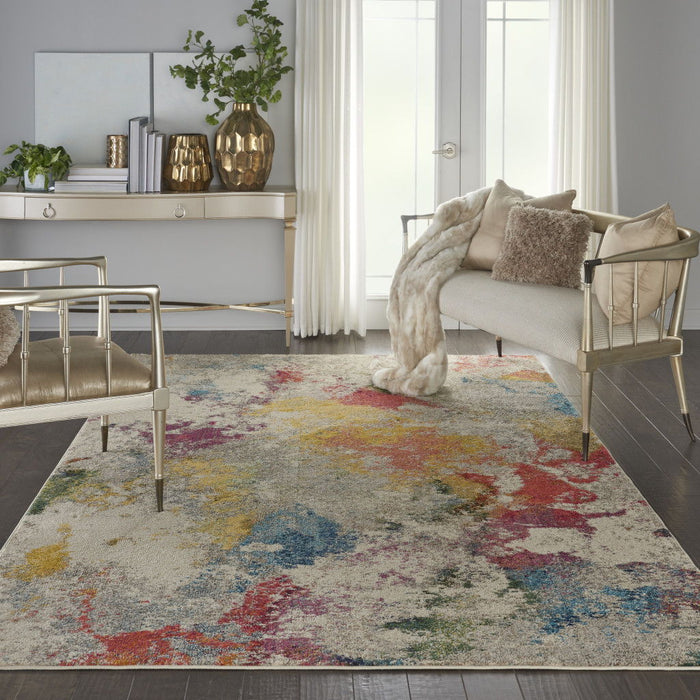 7' X 10' Abstract Power Loom Area Rug - Ivory