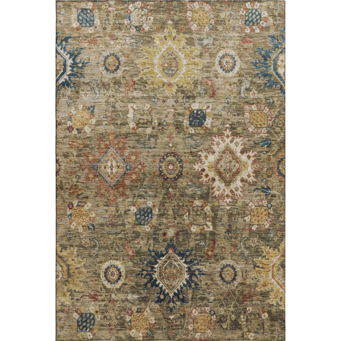 10' X 14' Oriental Washable Area Rug With UV Protection (708337) - Brown / Blue / Gold