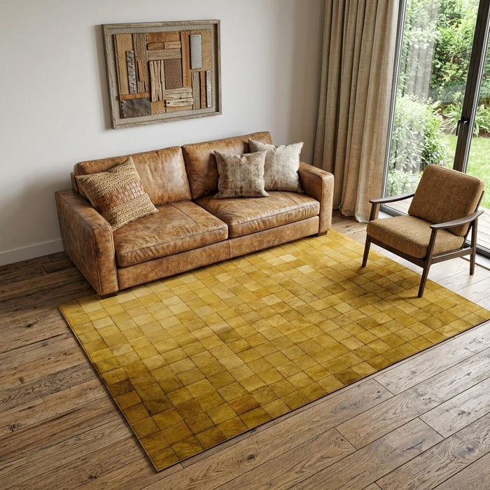 5' X 8' Cowhide Patchwork Area Rug (544482) - Tan