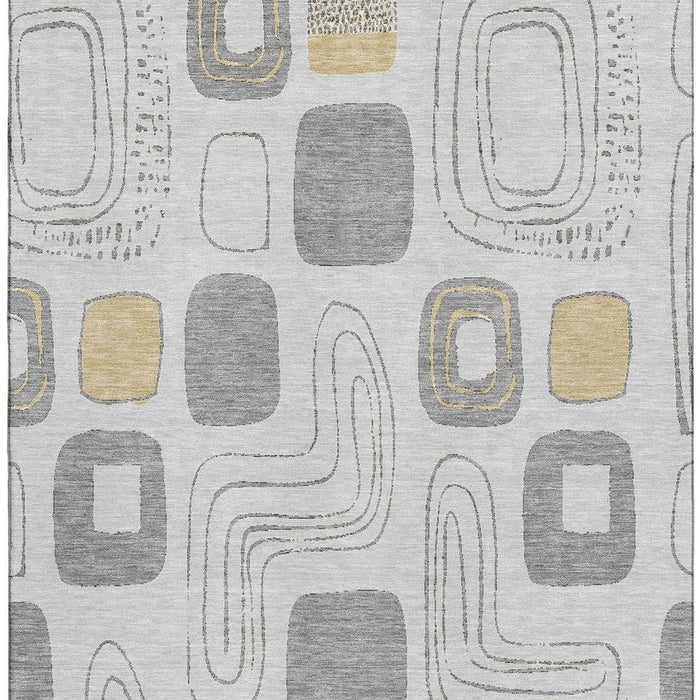 10' X 14' Geometric Washable Area Rug With UV Protection (696650) - Gray / Silver / Gold
