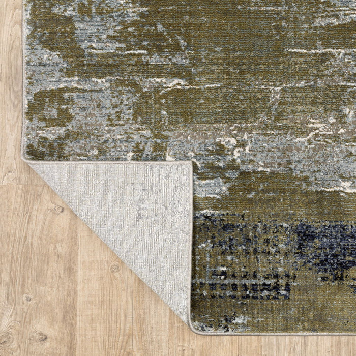 8' x 11' Abstract Power Loom Area Rug - Blue And Green