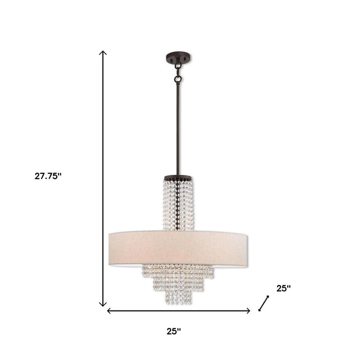 28" Five Light Metal Dimmable Chandelier With Shades - Bronze