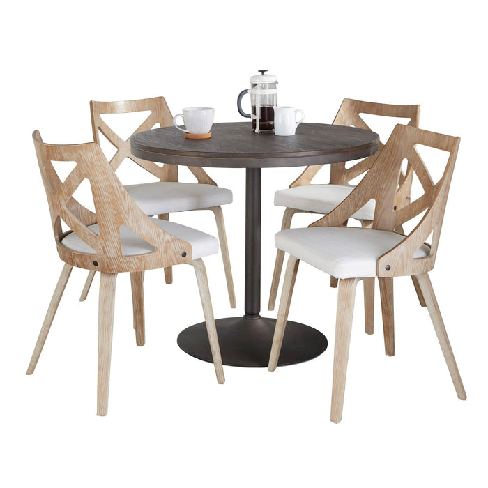 Dakota - Charlotte 5 Piece Dining Set - Antique Metal, Espresso Bamboo