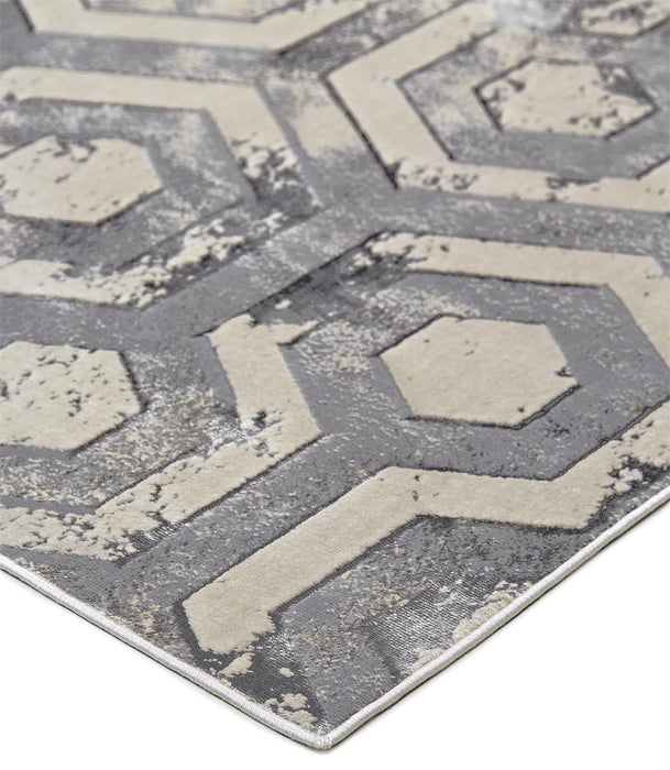 12' x 15' Abstract Area Rug - Gray Taupe And Silver