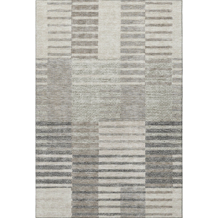 10' X 14' Striped Washable Area Rug With UV Protection (675654) - Beige / Ivory / Gray
