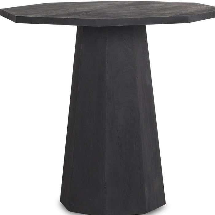 Solid Wood Hexagonal Pedestal End Table - Black