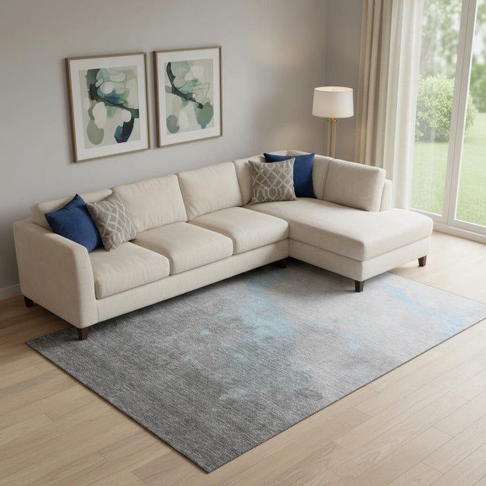 10' X 14' Abstract Washable Area Rug With UV Protection (706709) - Blue / Gray