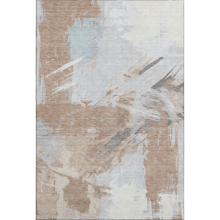 10' X 14' Abstract Washable Area Rug With UV Protection (697914) - Rust / Gray / Ivory