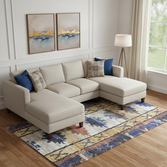 10' X 14' Tribal Washable Area Rug With UV Protection (709036) - Gold / Copper / Ivory