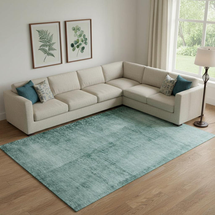 10' X 14' Abstract Washable Area Rug With UV Protection (706891) - Teal / Aqua
