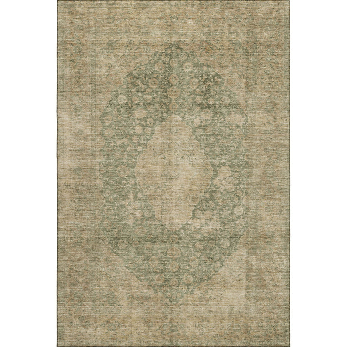 10' X 14' Medallion Washable Area Rug With UV Protection (696284) - Artichoke Green / Beige / Tan