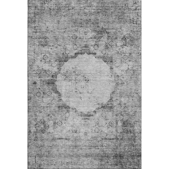 10' X 14' Oriental Washable Area Rug With UV Protection (655704) - Gray / Silver
