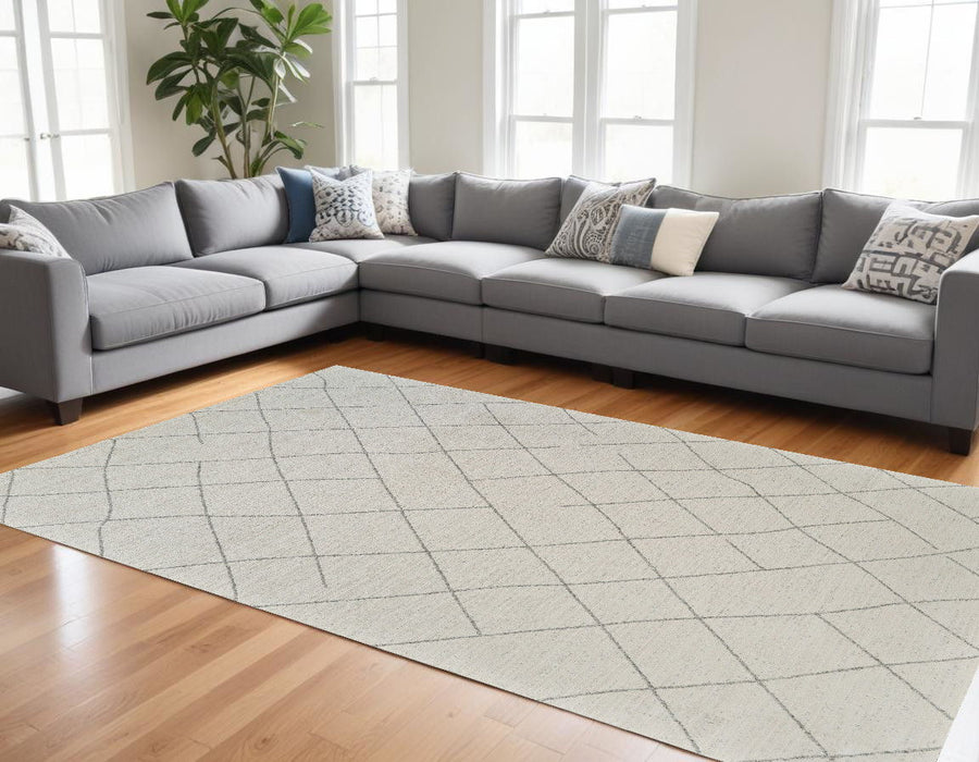 7.9' x 7.9' Abstract Distressed Polyester Area Rug - Cream And Beige