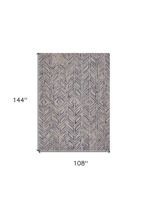 9' x 12' Wool Hand Tufted Area Rug - Blue And Beige