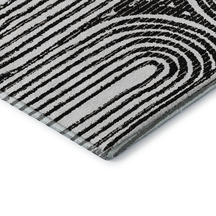 10' X 14' Geometric Distressed Washable Area Rug With UV Protection (648226) - Black / Ivory