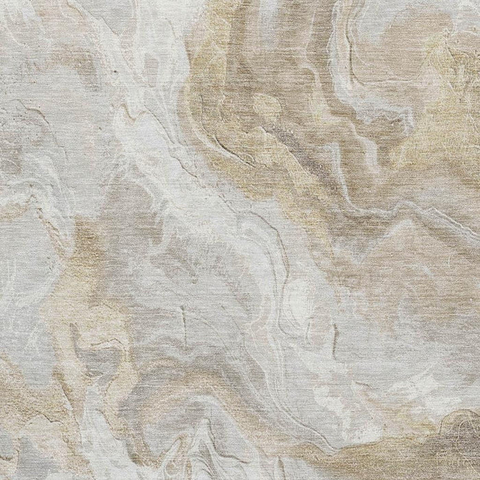 10' X 14' Abstract Washable Area Rug With UV Protection (697080) - Ivory / Tan / Beige