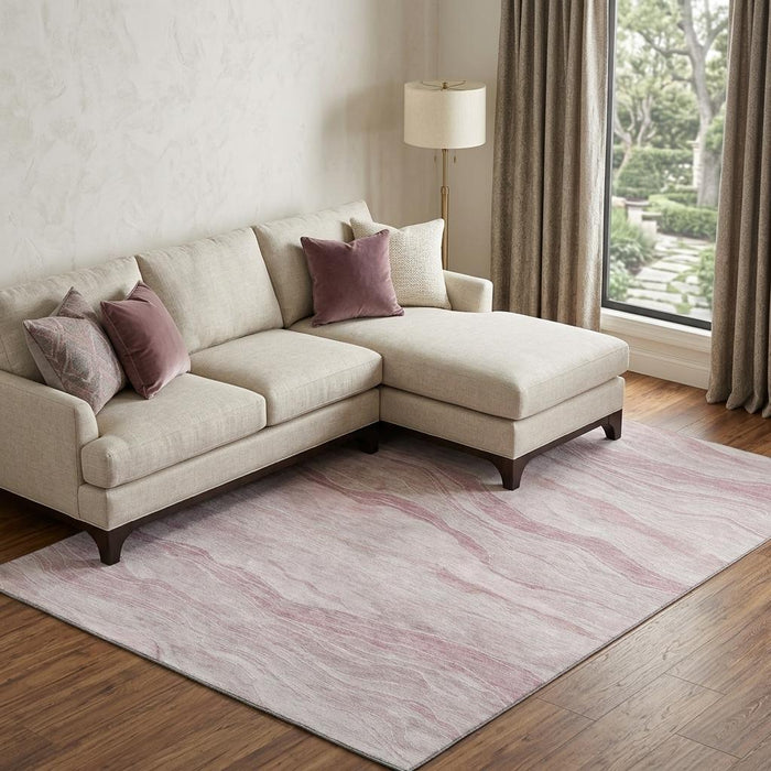10' X 14' Striped Washable Area Rug With UV Protection (692517) - Pink / Ivory