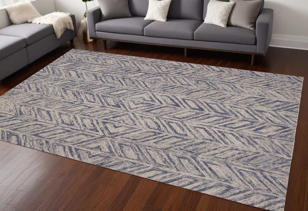9' x 12' Wool Hand Tufted Area Rug - Blue And Beige