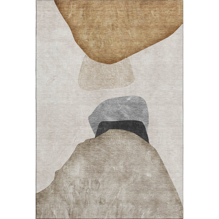 9' X 12' Abstract Washable Area Rug With UV Protection (648471) - Brown / Gray