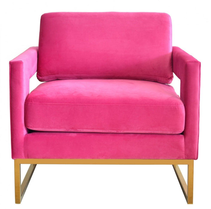 Stylish Velvet And Steel Chair - Pink And Gold