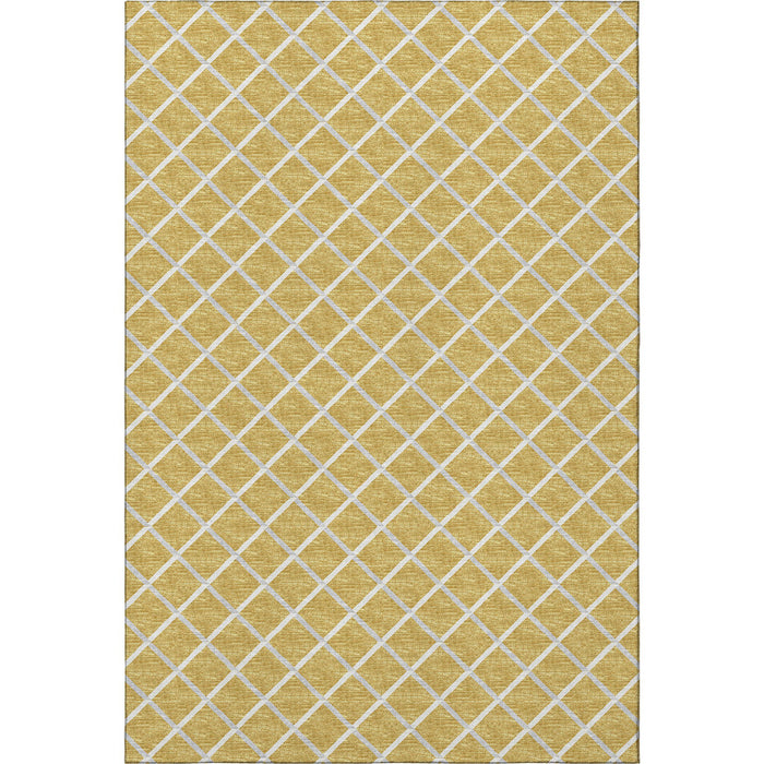 10' X 14' Transitional Geometric Washable Area Rug Polyester With UV Protection - Gold And Ivory