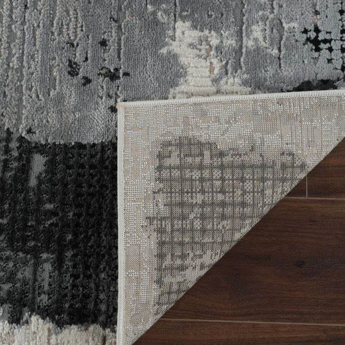 8' x 11' Abstract Distressed Area Rug - Beige And Black