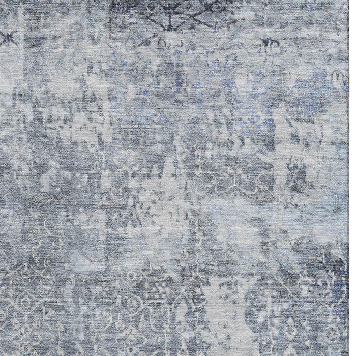 10' X 14' Oriental Washable Area Rug With UV Protection (700199) - Denim Blue / Ivory