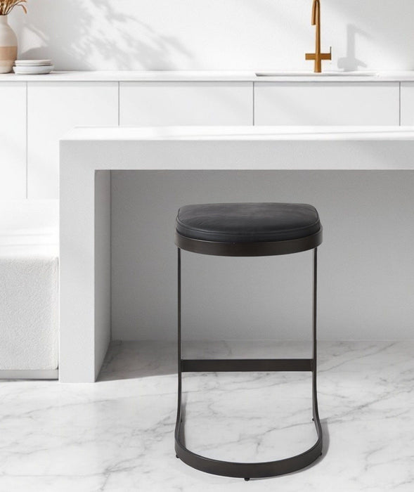 29" Iron Backless Bar Chair - Black
