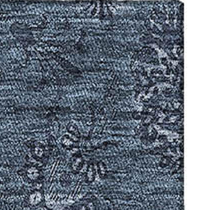 8' X 10' Floral Washable Area Rug With UV Protection - Blue And Ivory