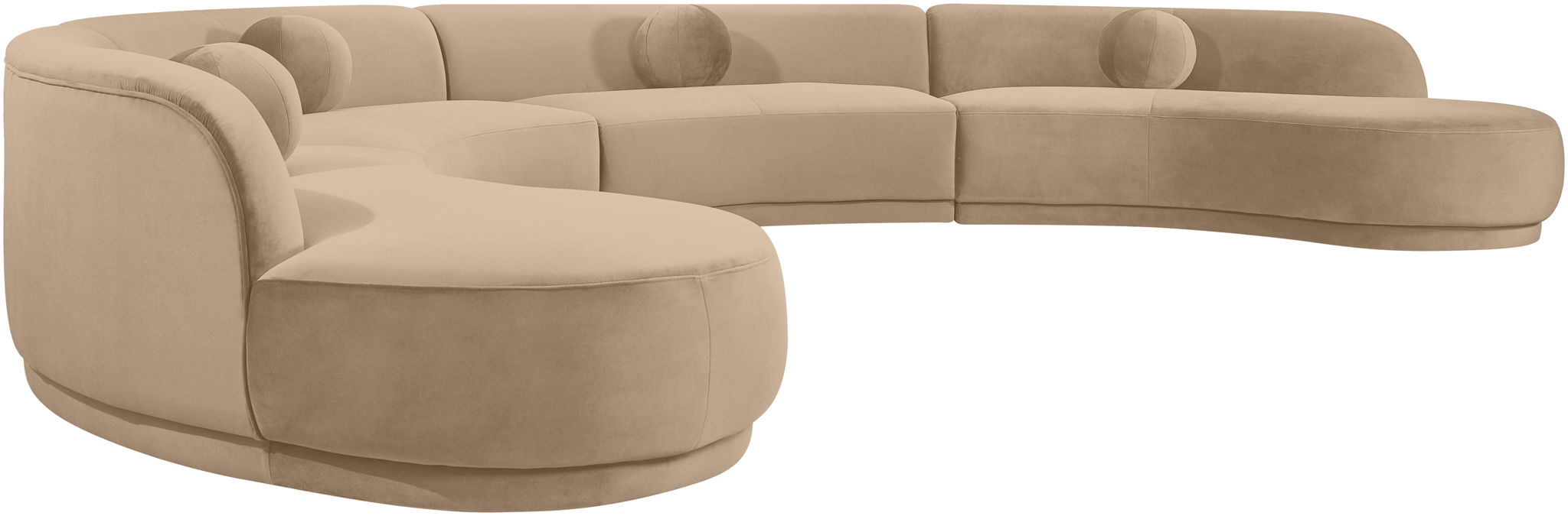 Meridian Furniture Avra velvet performance fabric upholstered sectional sofa with plush cushions and modern design.