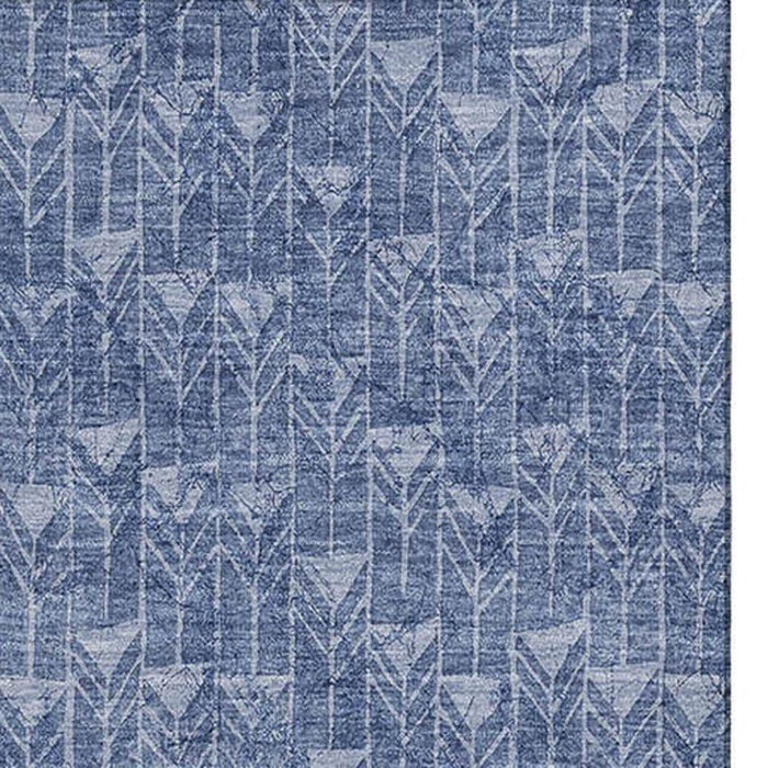 8' X 10' Geometric Washable Area Rug With UV Protection (647102) - Navy Blue / Ivory