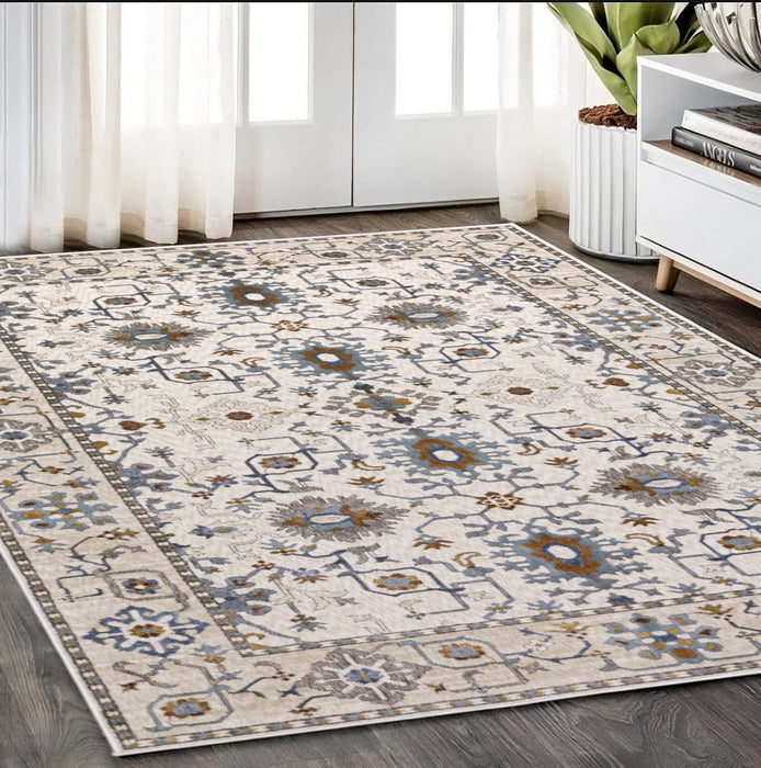 5' X 8' Burnt Oriental Area Rug - Ivory