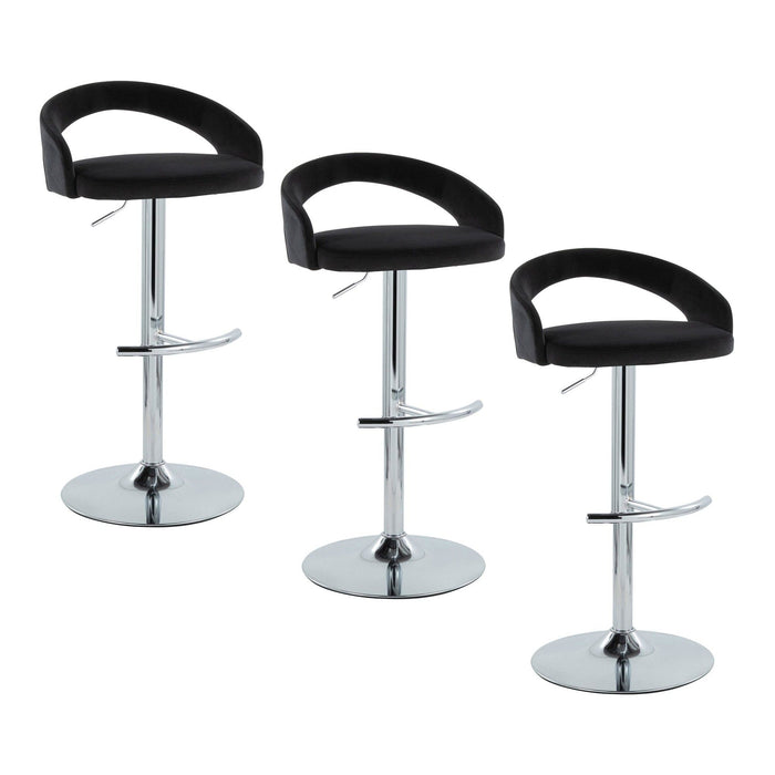 Grotto - Upholstered Adjustable Barstool - Chrome Metal Base