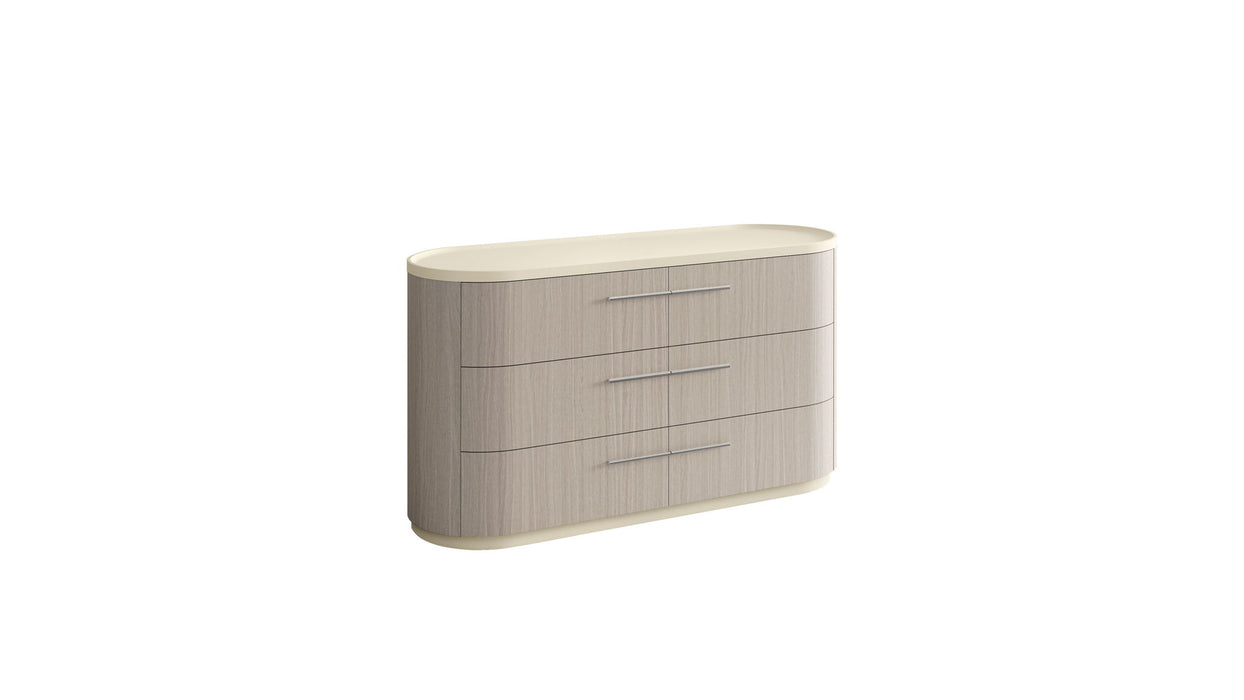 60" Wood Six Drawer Double Dresser - Beige