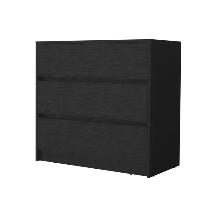 34" Three Drawer Dresser - Black