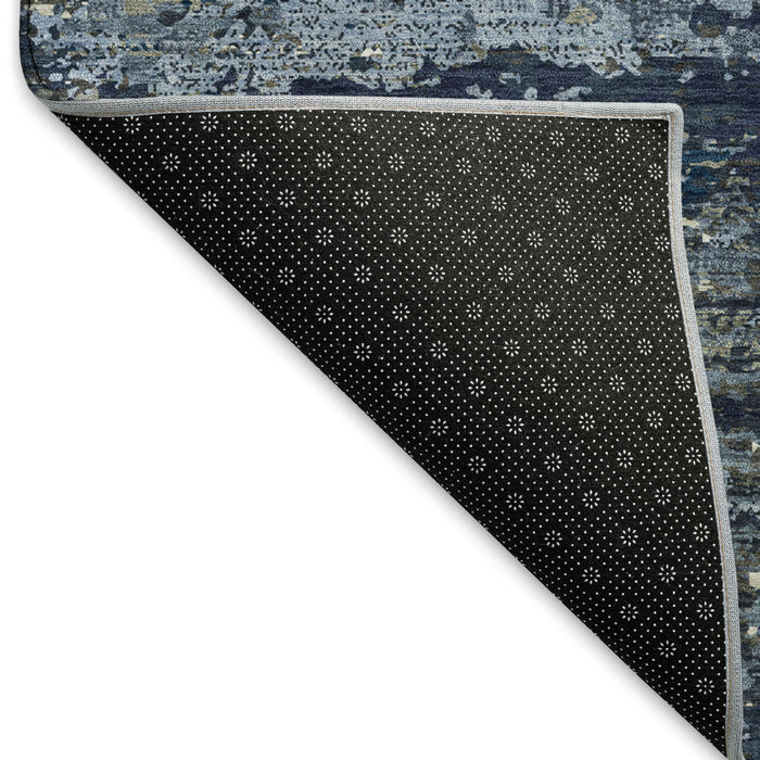 10' X 14' Abstract Washable Area Rug With UV Protection (693426) - Blue / Ivory / Gray