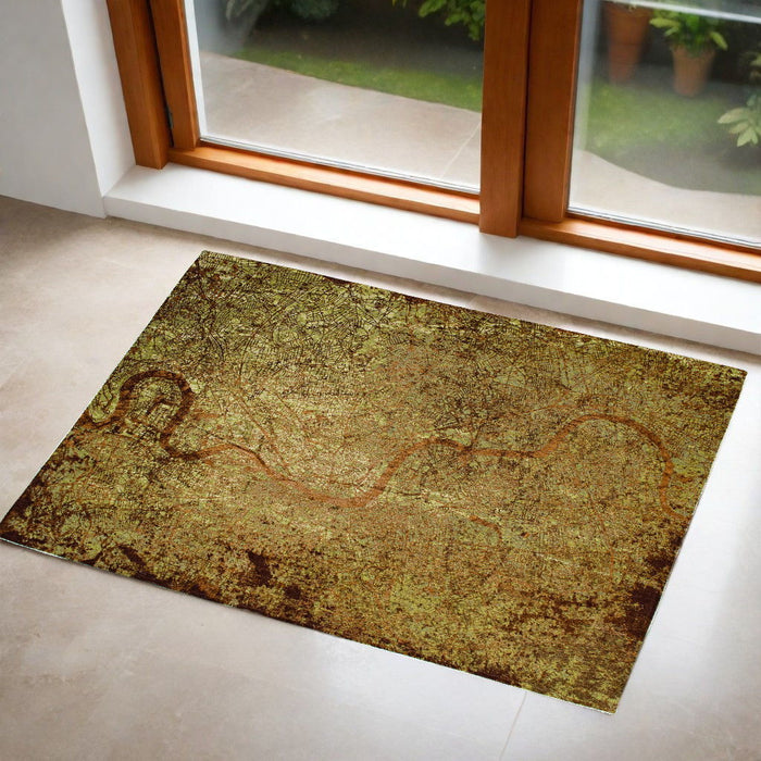 3' x 5' Abstract Non Skid Area Rug - Green And Brown